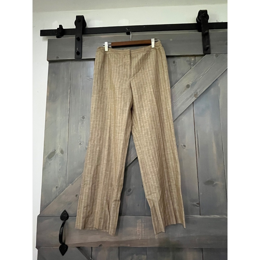 Lafayette 148‎ Tan Wool Linen Pants Trousers Size 10P Minimalist Academia - Picture 2 of 8